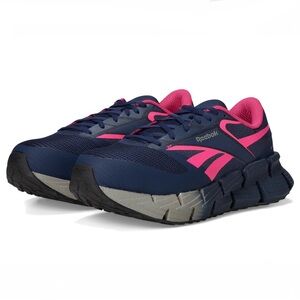 Reebok FloatZig Athletic Work Shoe - Womens 8.5M Navy Blue Pink Safety Comp Toe